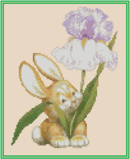 Bunny with Iris Counted Cross Stitch Chart No. 42-116 