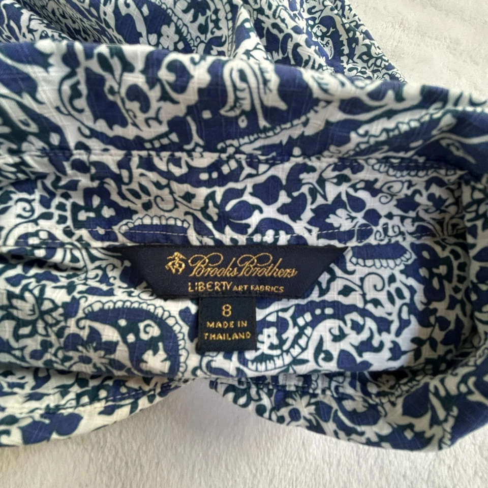 Camisa Brooks Brothers Liberty Art Telas Algodón Azul Paisley Abotonada Talla 8 Foto 3 de 4