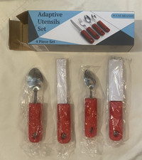 New  Adaptive Utensils Set - 4 Piece Weighted Set  Pulse Brand  Red  New