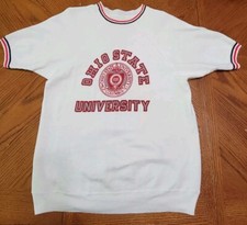 VTG 70s The Ohio State University Short Sleeve Sweatshirt Big Logo Size Small
