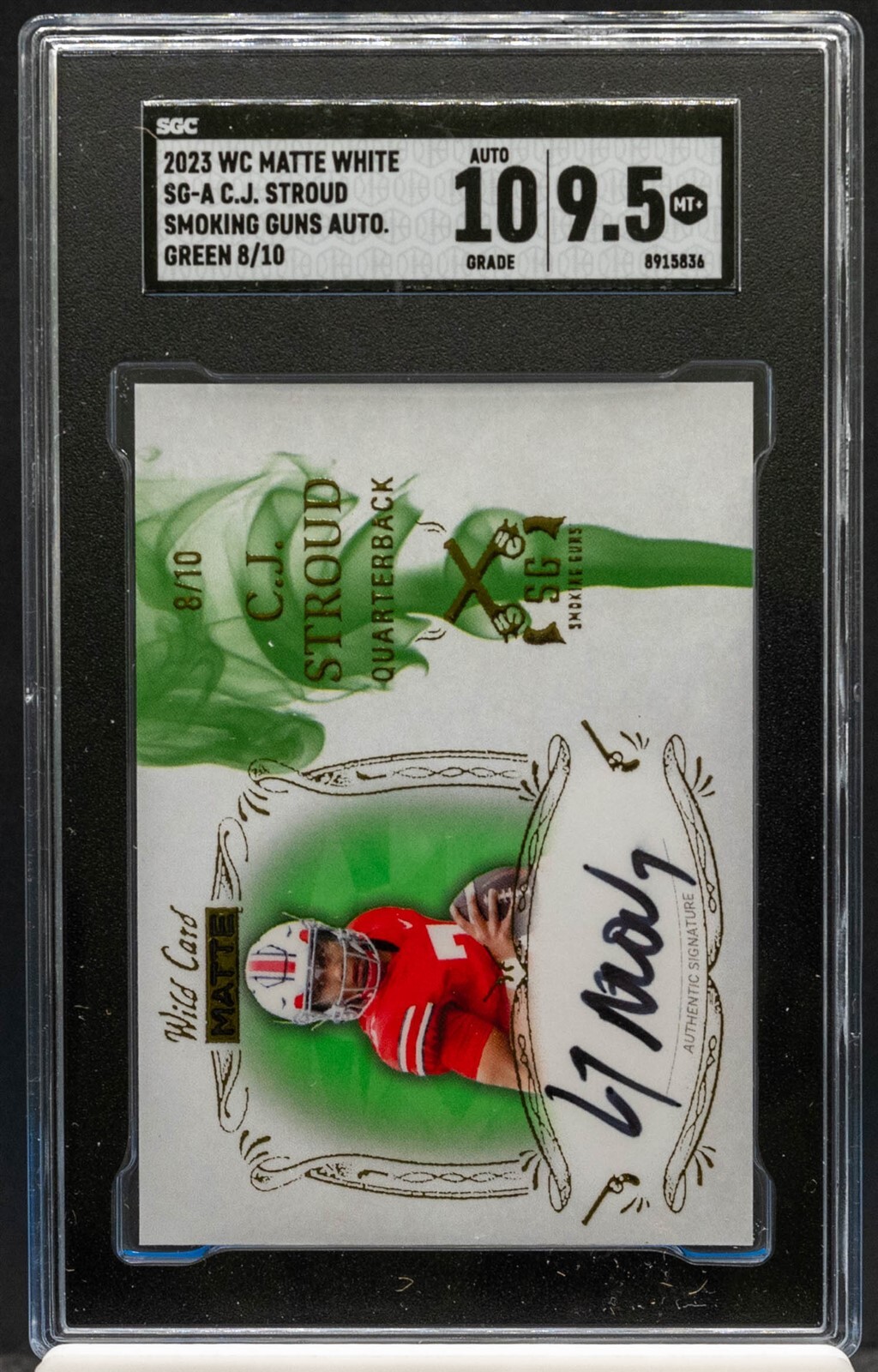 CJ Stroud Wild Card Matte White Premium Edition Smoking Guns Autographs #SGA Green