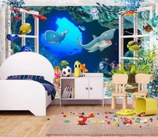3D Shark Whale ZHUA4535 Wallpaper Wall Murals Removable Self-adhesive Ann 24