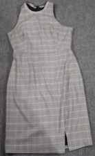 Banana Republic Dress Womens 12 Black White Plaid Sleeveless Career