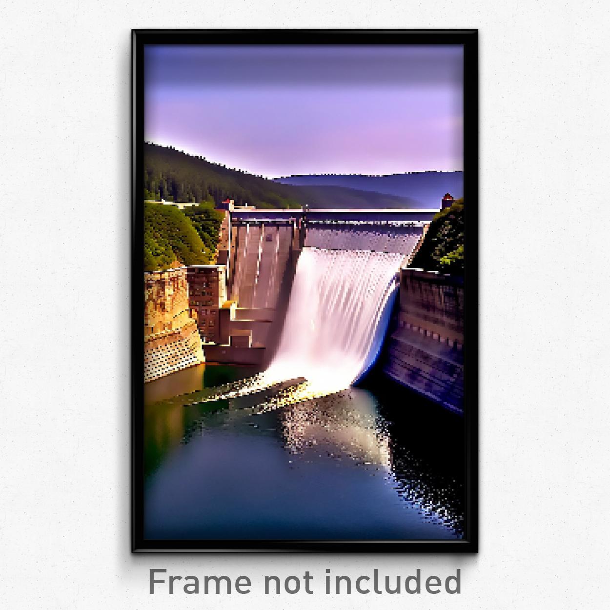 8-Bit Pixel Art Poster: Trippy Psychedelic Dam Video Game Print