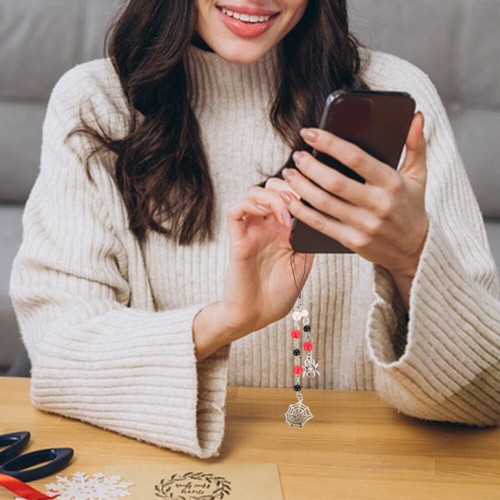 Handykette Mit Spinnenperlen Telefon Handgelenk Seil Telefongurtkette - Zdjęcie 5 z 12