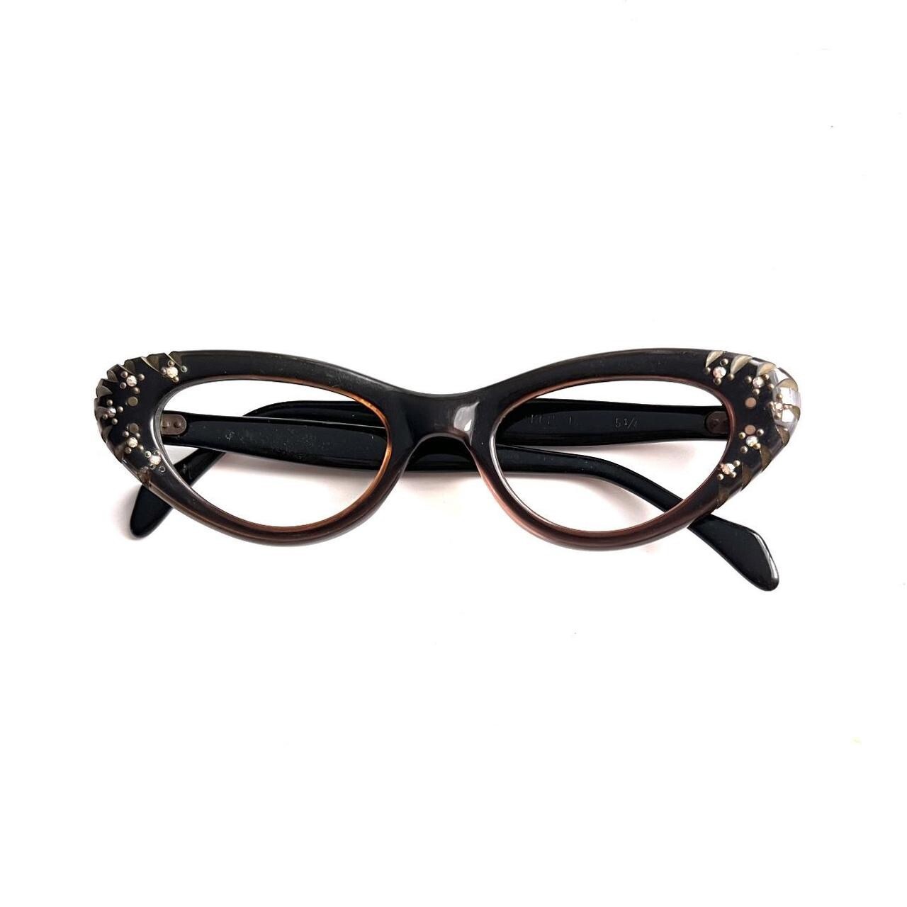 Vintage 60s NOS Rhinestone Cat Eye Eyeglass / Sun… - image 2