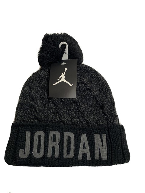 Nike Air Jordan Jumpman Pom Beanie Winter Hat Black Grey 9A1829 023 for sale online | eBay