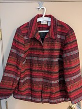 NEW - ALFRED DUNNER Jacket Moulin Rouge /Red/Gray/Black W/Black Beads - SIZE 20W