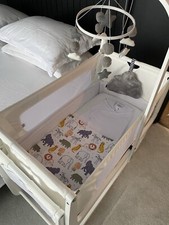 Snuzpod4 Bedside Crib - Bundle - White - Mobile, Cloud Sleep Aid, Storage Pocket