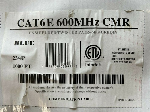 Wire Cuts Lengths CAT6e BLUE 600Mhz WaveNet 6E04URBL4N 23-4P Unshielded NEW CUT - Picture 3 of 8