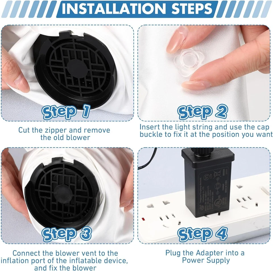 Replacement 12V Air Blower Fan w/ 5LED Bulb For Christmas Inflatables Decoration - Image 4 of 4