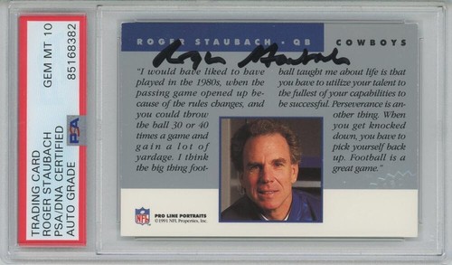 1991 Pro Line Portraits signiert mit Siegel Roger Staubach PSA/DNA Auto Grade 10