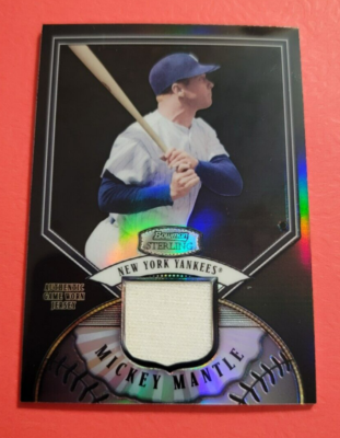 MICKEY MANTLE GAME USED JERSEY CARD #d6/25 2007 BOWMAN STERLING 