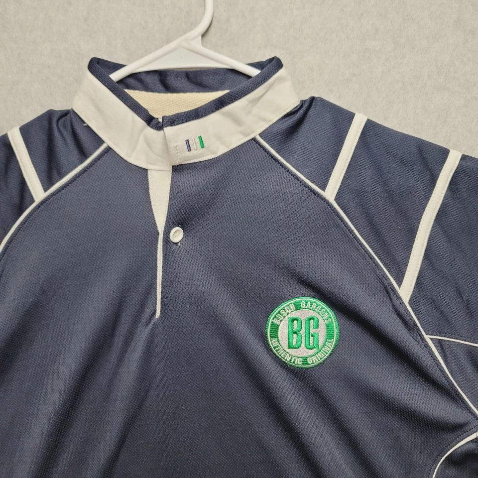 Busch Gardens Short Sleeve Polo T-Shirt Men's Sizes Blue White Stripes LFR Rugby - Image 2 of 4