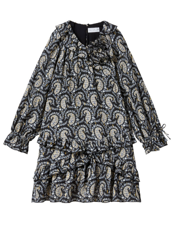 NWT Zara Kids Flower dress - black with gold metallic details - size 10