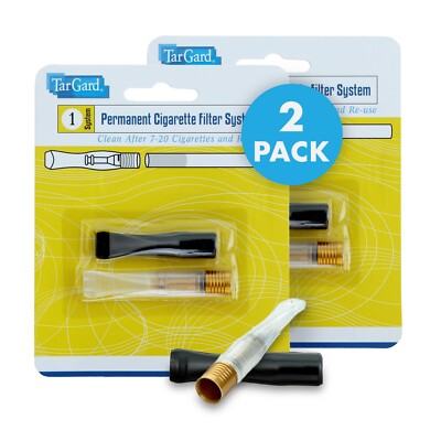 2 New Cleanable Reusable Cigarette Filters: TarGard Gold, Black Cigarette  Filter