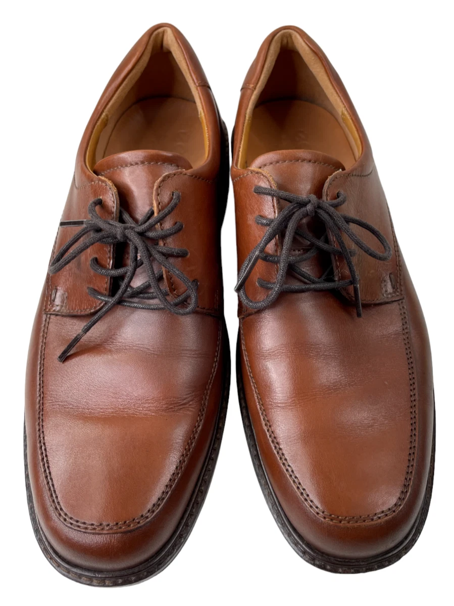 Ecco Men s Holton Cognac Leather Apron Toe Derby Casual Shoes Sz EU 41 US 7 7.5