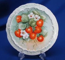 HAND-PAINTED PORCELAIN TRIVET STRAWBERRIES ALSO WALL HANGING READY