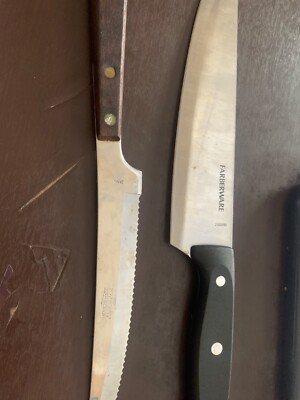 Lot of 2  Knives farberware Chef & Emdeko Carving Knife 