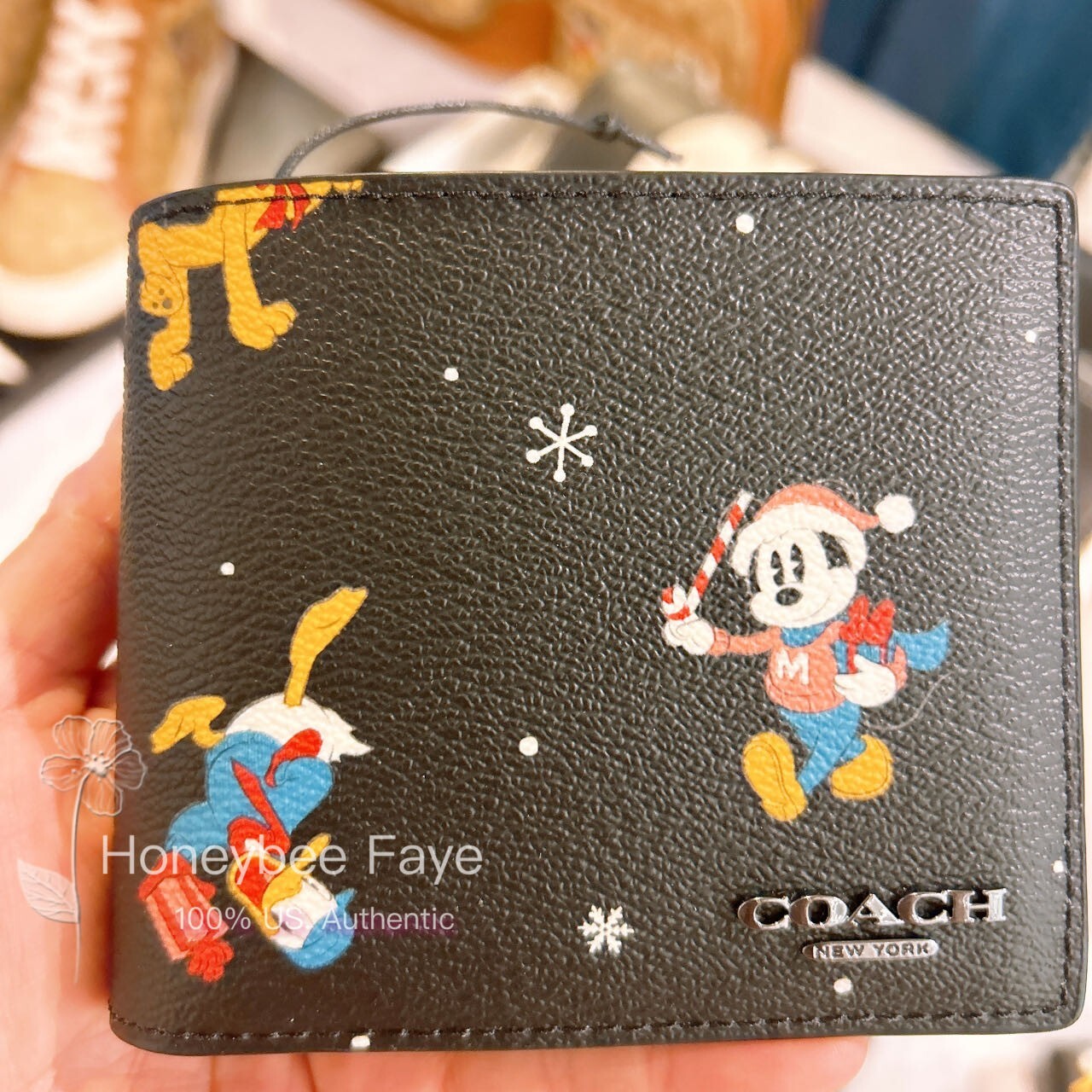 NWT Disney X Coach MEN's 3 In 1 Wallet With Holiday Print CM181