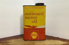 Vintage Shell Outboard Motor Oil One Quart Empty Can