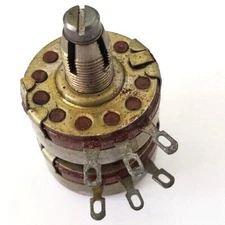 (1) Allen Bradley AB Type J Dual Stereo Locking 500K Audio Potentiometer Pot 