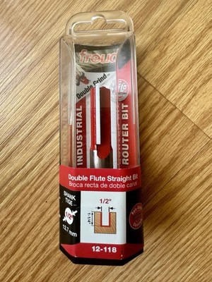 Freud 1/2'' Diameter Double Flute Straight Bit #12-118  1/2'' Shank Red/New/Sealed