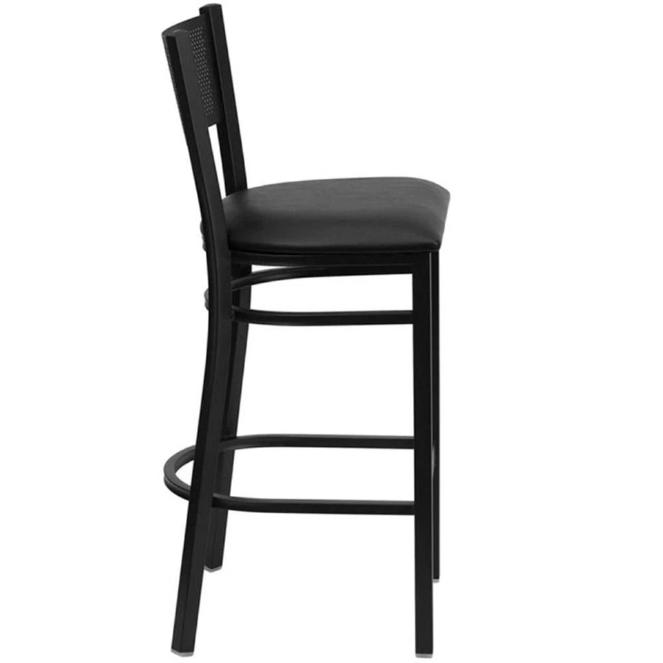 Flash Furniture Hercules Series 30" Grid Back Metal Bar in Black - Image 2 of 4