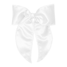 Girls Satin Bowtie Twisted Wrap Whimsy Tails WeeStay Hair Clip King White