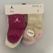 Nike Air Jordan Kids Jumpman Sports Multicolor Socks Toddler Girl6 Pack Sz 6-12