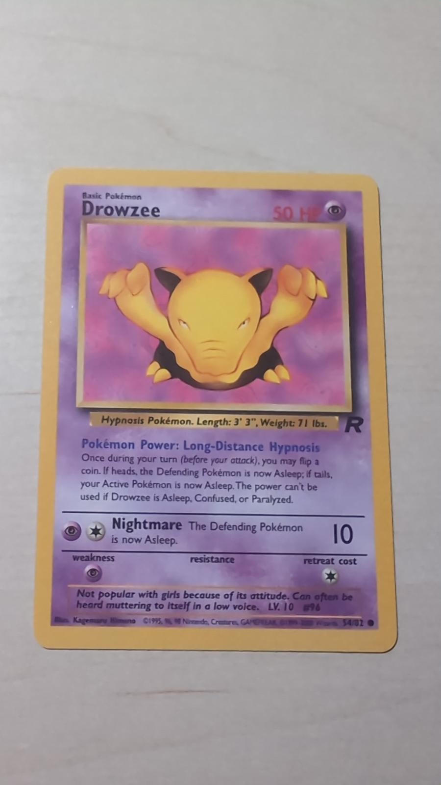 Drowzee 54/82 Common Team Rocket Pokemon Unlimited Lightly Played