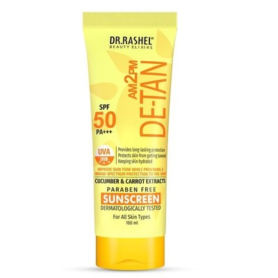 DR.RASHEL De -Tan Sunscreen SPF 50 PA+++ Cream Ultra Hydrating UV Ray 100 ML