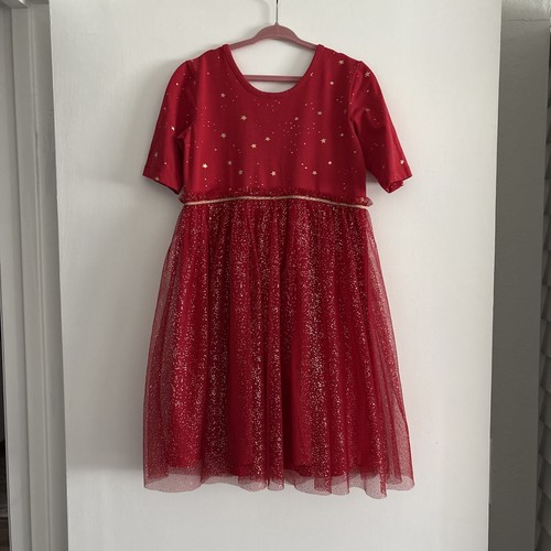 Abito Hanna Andersson Shimmer Star rosso oro morbido tulle bambina taglia 8 vacanze usato in ottime condizioni - Foto 4 di 7