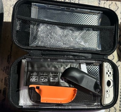 tomtoc Hard Shell EVA Carrying Case for Nintendo Switch, Black, Zipper Mesh
