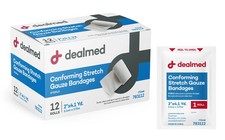 Dealmed 6" Sterile Conforming Stretch Gauze Bandage Rolls Case of 48 