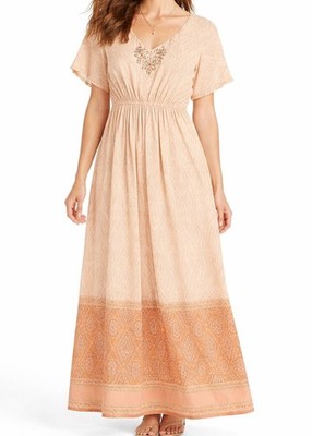 Ruby Road Maxi Dress Women's Petite Small Babydoll Flowy Geometric Peach Capiz | eBay Ruby Road Maxi Dress Women's Petite Small Babydoll Flowy Geometric Peach Capiz | eBay