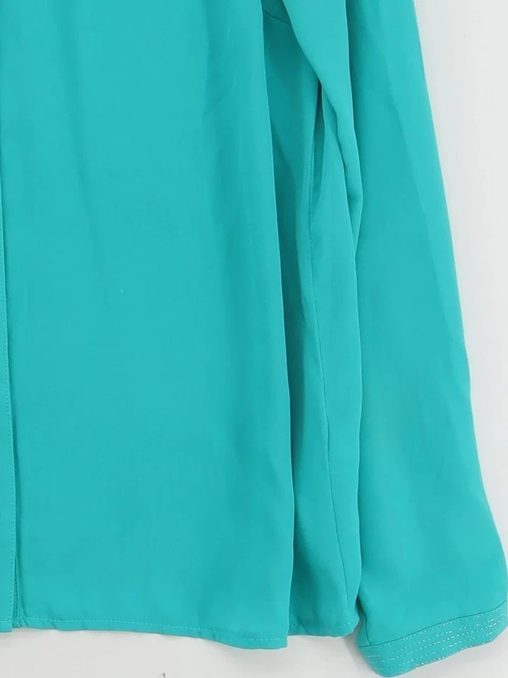 Blusa para mujer La Redoute UK 14 azul 100 % poliéster manga larga cuello en V básica Foto 4 de 4