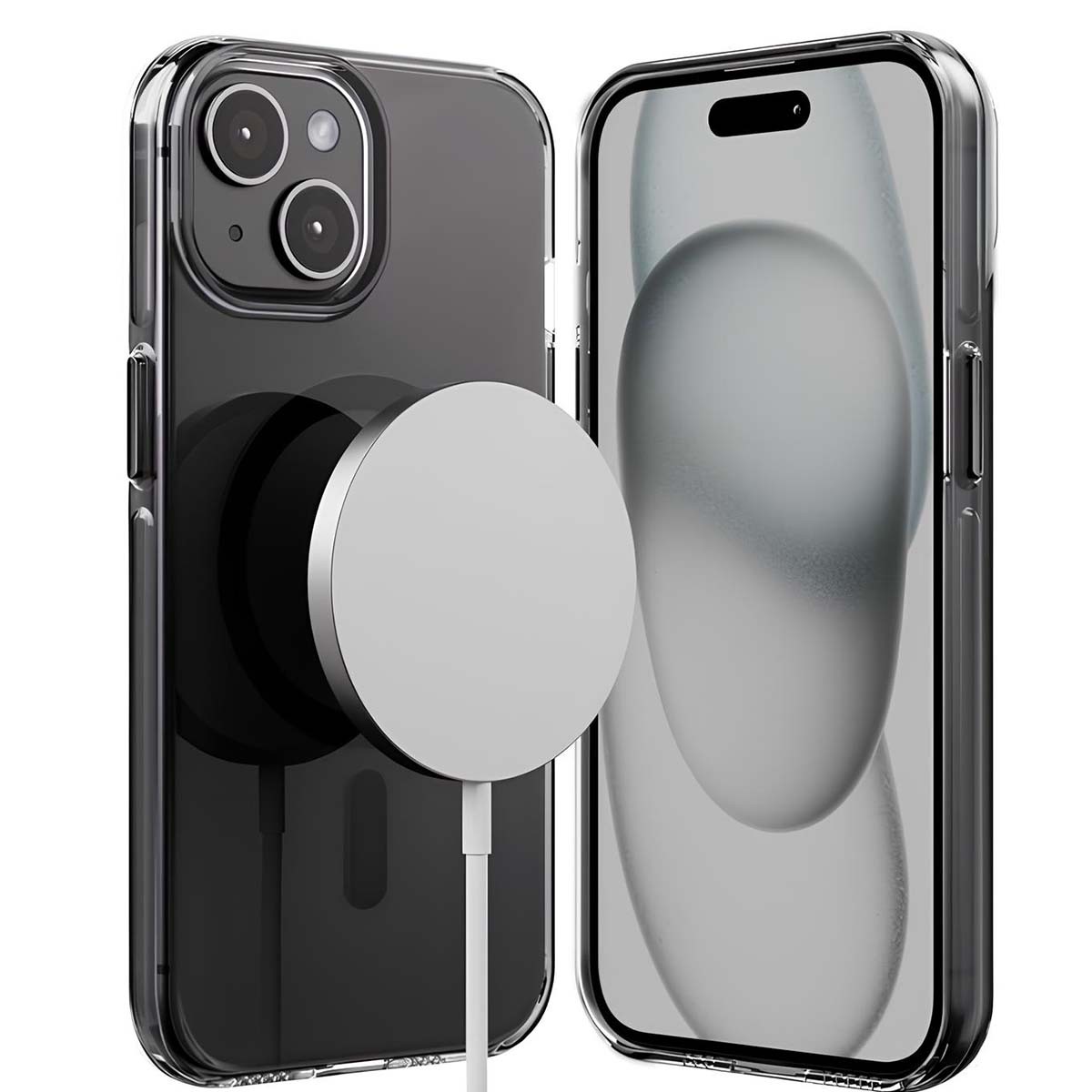 Coque rigide iPhone 15 antichoc Crong de qualité premium transparente