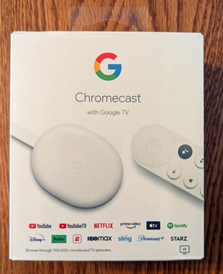 Google Chromecast TV 4K Streaming Device HDMI GA01919-US Snow, White New Sealed!