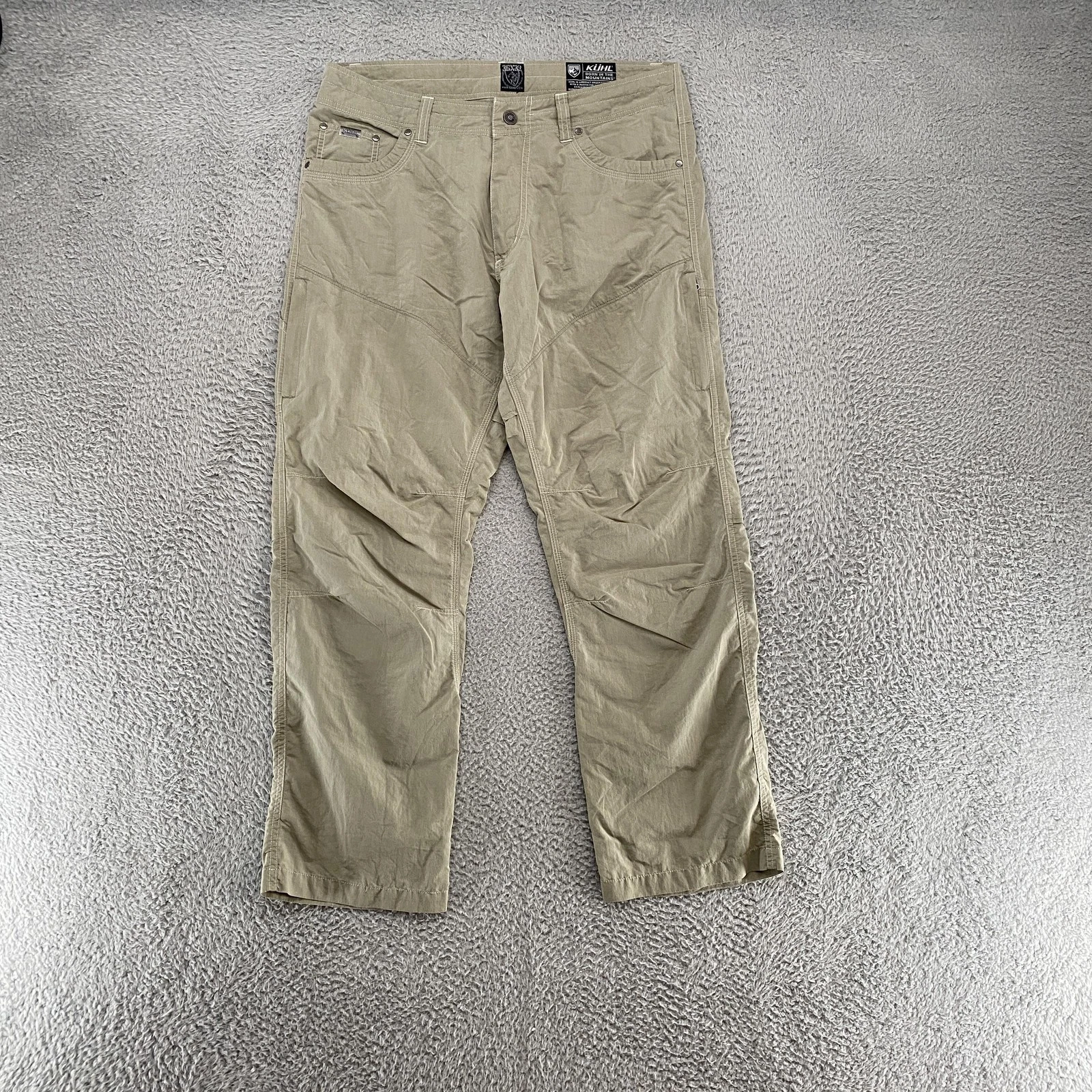 Kuhl Pants Mens 36x30 Beige Cotton Nylon Outdoor Hiking Workwear Straight Leg