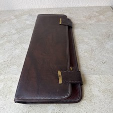 Vintage Faux Leather Travel Tie Case Organizer Brown Brass Hardware 16  X 6  