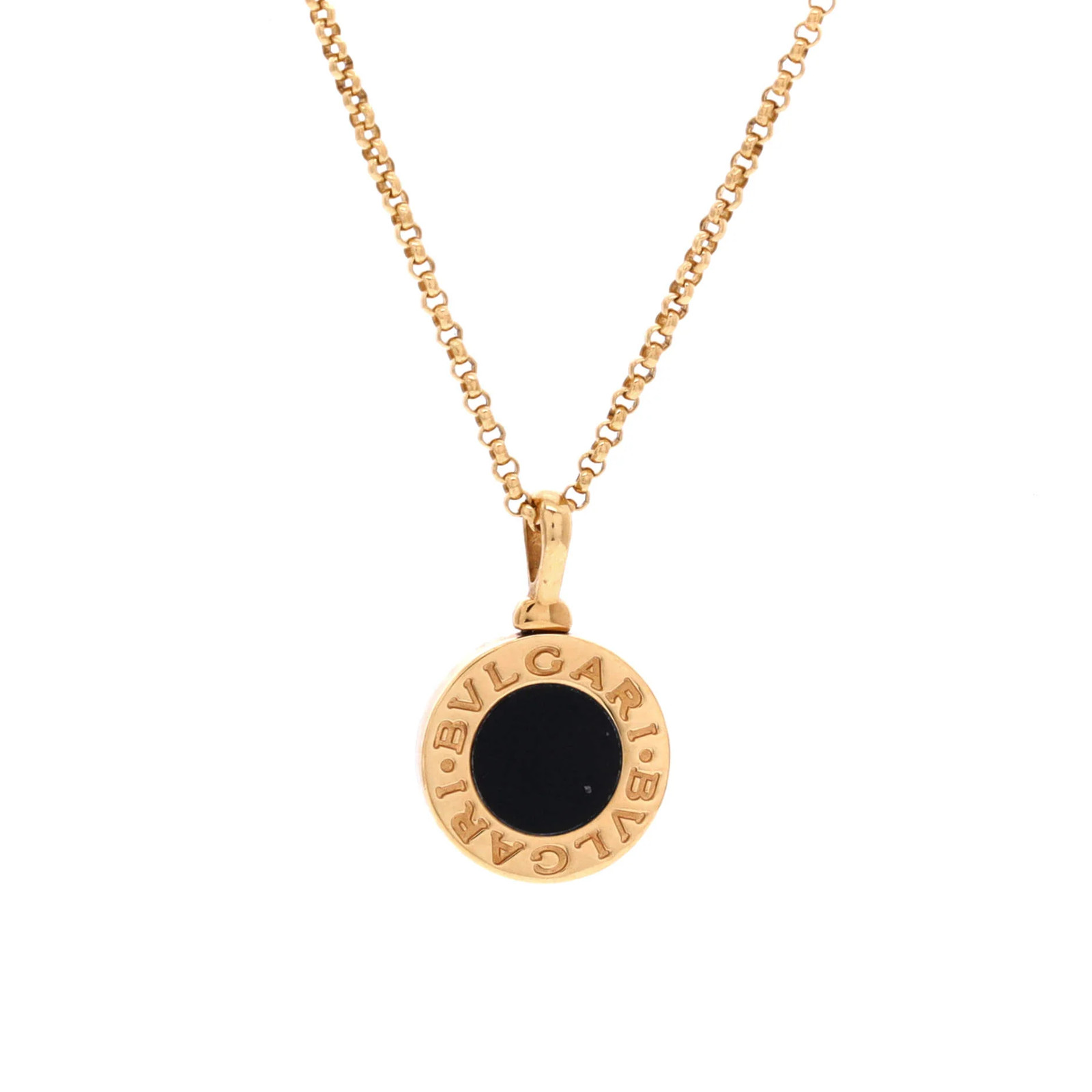 Bvlgari Bvlgari Bvlgari Pendant Necklace 18K Yellow Gold with Onyx