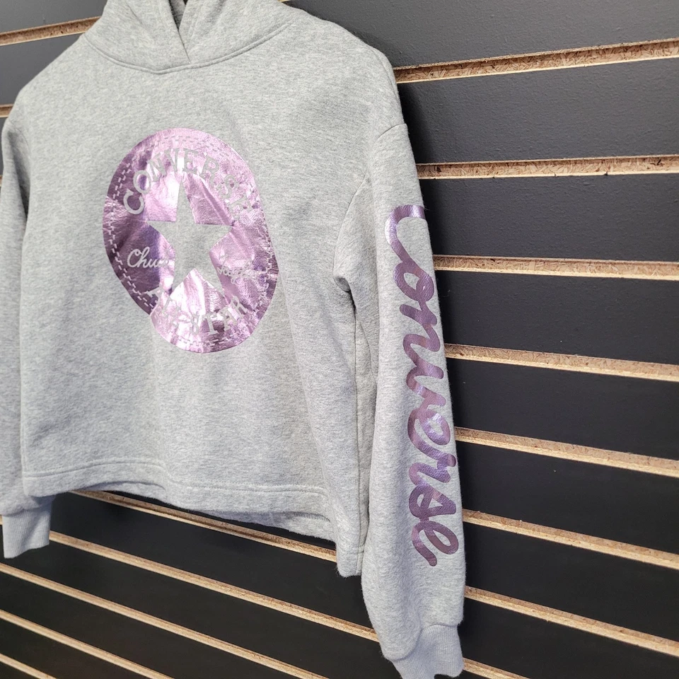 Sudadera con capucha corta Converse para niñas talla grande Foto 2 de 4