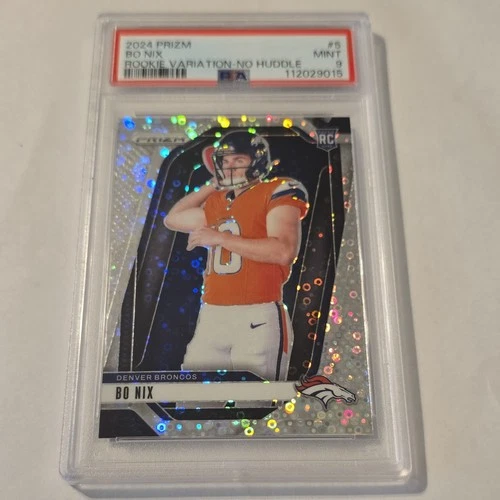 2024 Panini Prizm Bo Nix Rookie Variation No Huddle Prizm #5 PSA 9
