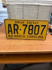 Vintage  License Plate Tag North Carolina 1962 Drive Safely AR-7807