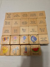 16 Wooden Blocks With Nursery Rhymes, 8 Blocks  Pictures Colors  Letters  24 All