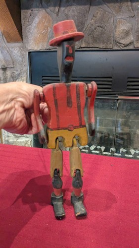 Antique Folk Art Wooden Jig Doll Handcrafted 12" Tall - Picture 2 of 9