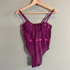 Pretty Little Thing Women's Purple Mesh Corset Bodysuit Size S