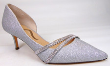 Nina Nevin YG Metallic Silver Pumps Evening Heels Women's Shoes Size 7.0 M,
