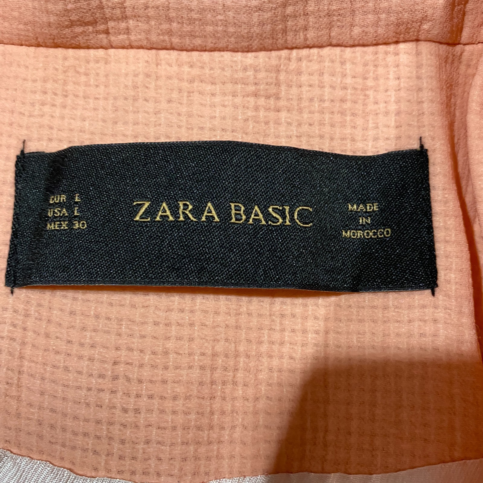 Zara Basic Collared Crop Jacket Womens L Salmon P… - image 5